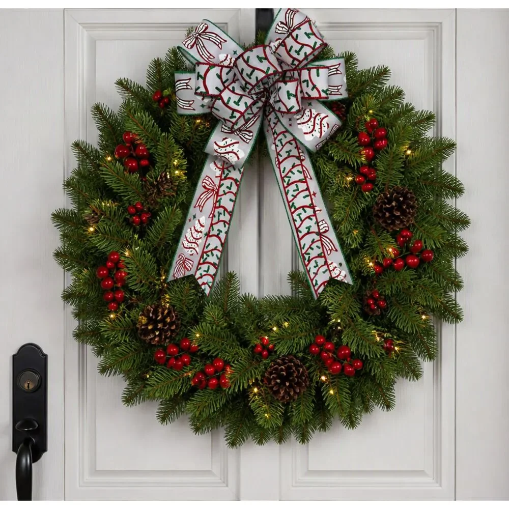 Tasty Cake Christmas Wreath Bow – 12 Inch Holiday Ribbon Bow